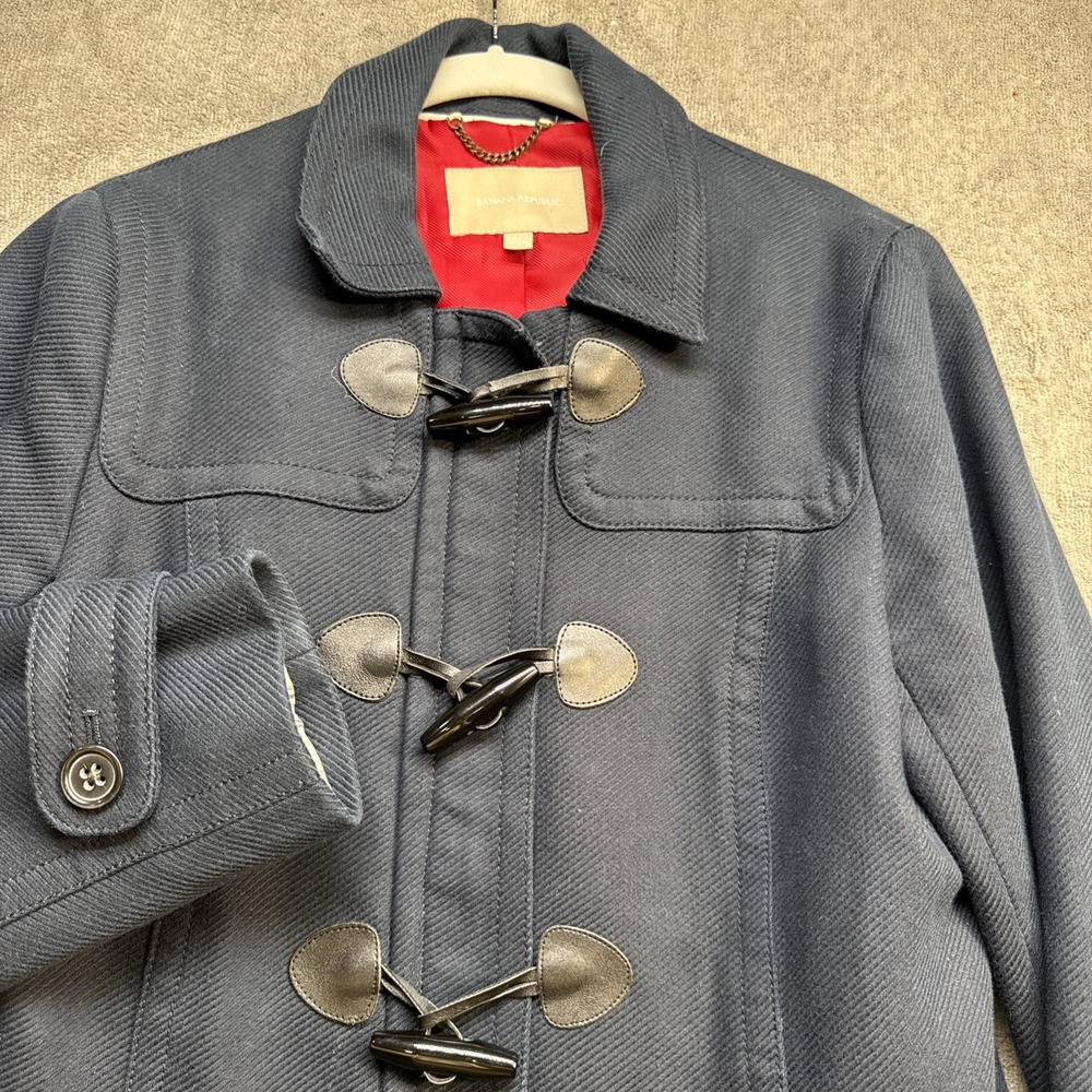 Banana‎ Republic Wool Blend Toggle Coat Navy Blue Classic Preppy Women's Medium